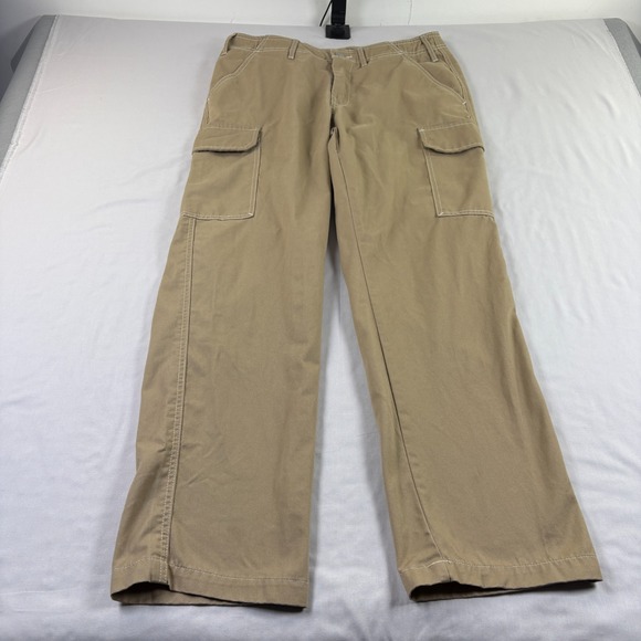 True Religion Cargo Pants Mens Size 32 Brown Flap Pockets Straight Leg Stretch - Picture 1 of 13